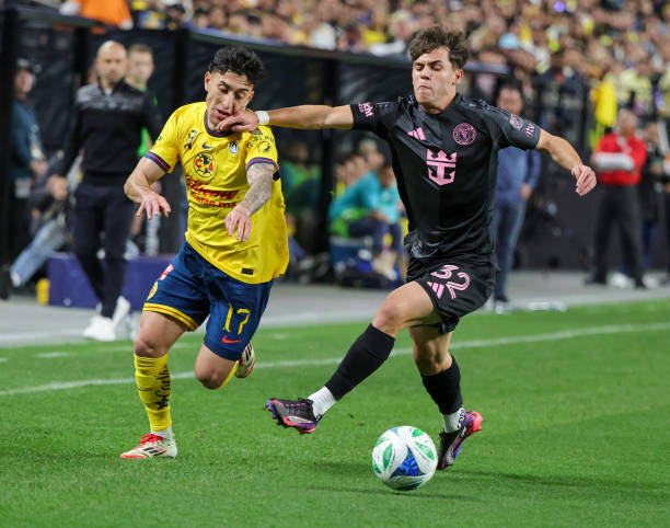 Inter Miami vs Club América Matches featuring two soccer players competing during the match
